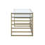 Bureau Shona avec plateau en verre transparent et finition or antique