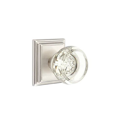 Ensemble de mortaise intérieure Emtek Passage avec rosette Wilshire et bouton de verre Georgetown (droit)