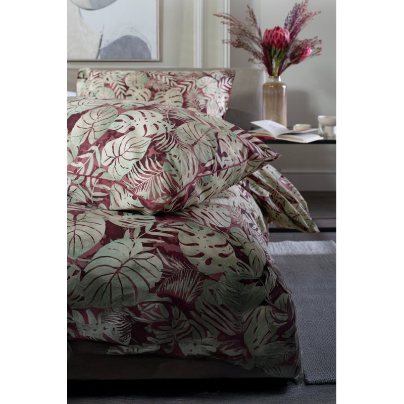 Japanese Tropical Garden Red 100% Cotton Duvet Cov Cotton Floral Duvet Cover Set with Pillowcases Included
