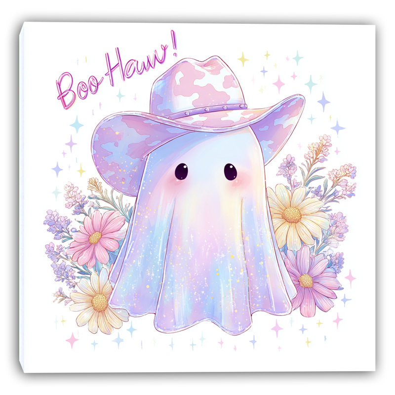 «Cowboy Ghost with Flowers», art mural sur toile tendue, H 40 po x l 40 po