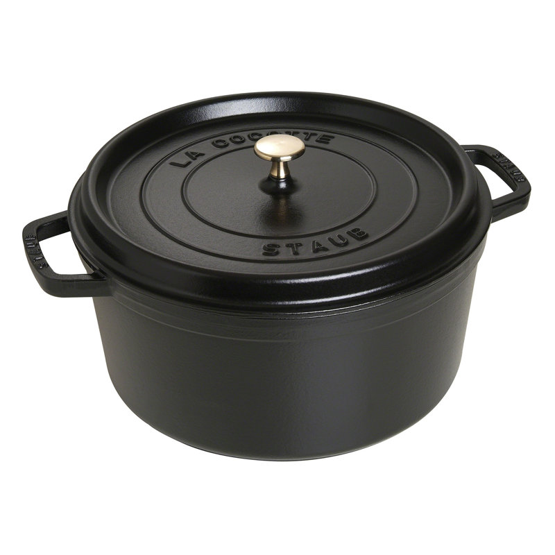 La Cocotte Cast Iron Round Cocotte, 13.25 quarts, Black Matte