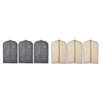 Sacs à vêtements pour le rangement des vêtements, paquet de 6, noir et beige, sacs à vêtements avec fenêtre transparente