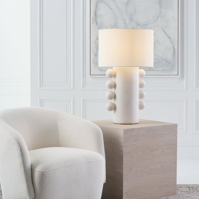 Kelly Wearstler Tiglia Tall Table Lamp, Plaster White, 31" H x 18.5" W x 18.5" D
