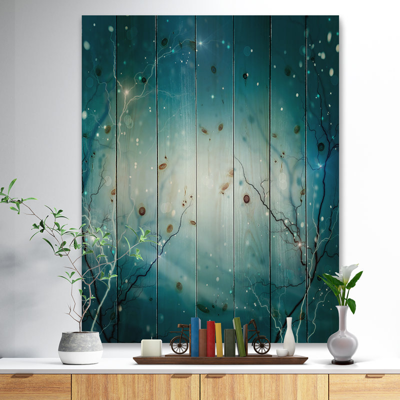« blue winter imaginaire forest », impression, H 40 po x l 30 po x P 1,5 po, Bois
