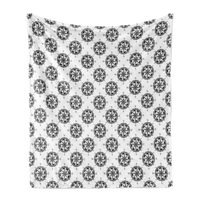 Ambesonne Compass Fleece Throw Blanket Vintage Exploration Black White