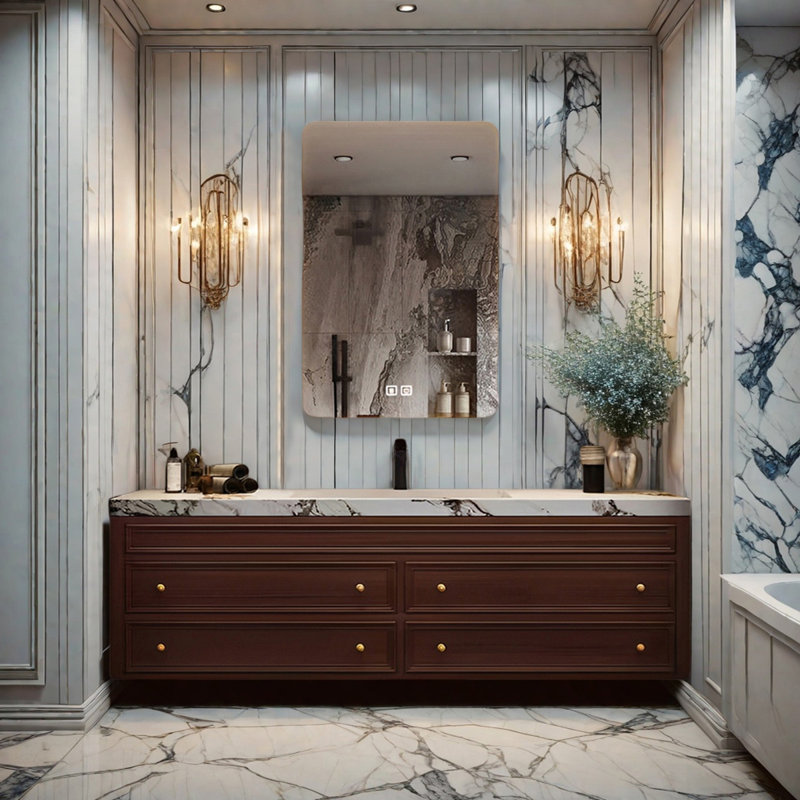 Armoire de salle de bain moderne française, H 19,68 po x l 51,18 po x P 19,68 po