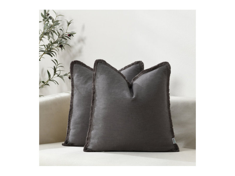 Housse de coussin Coho, Gris, Carré 16 po