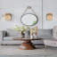Miroir rond suspendu tendance 29,5 po avec cadre noir et sangle de corde, décor industriel contemporain