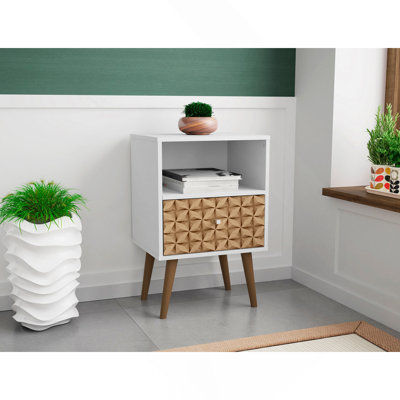 Table de chevet en naturel et blanc