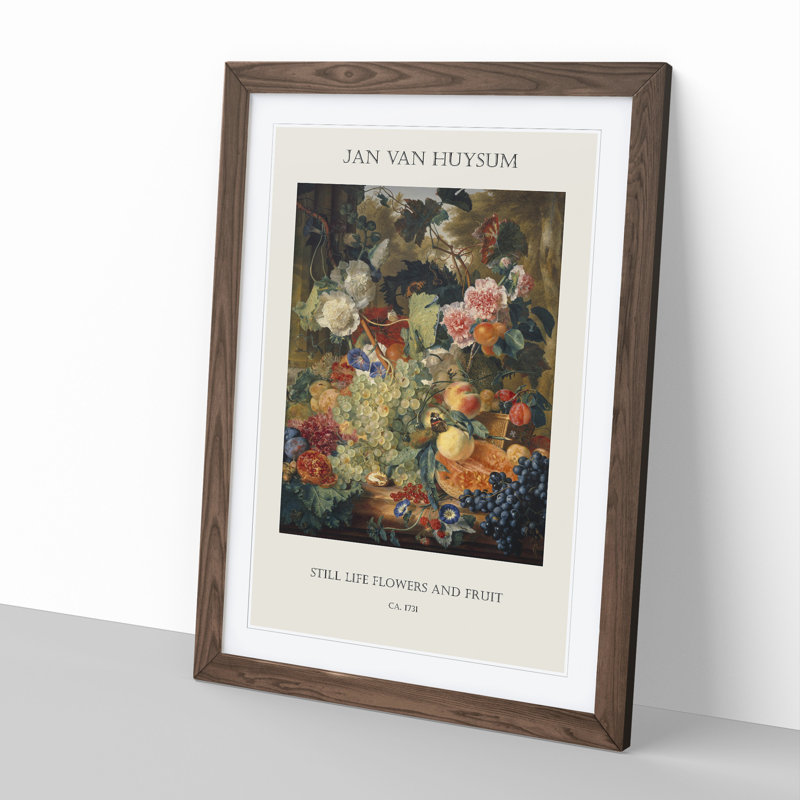 Still Life With Flowers And Fruit Vol.1 by Jan Van Huysum - Single Picture Frame Print, Walnut Framed