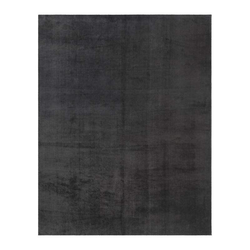  Marrick Tonee Plush Polyester Shag Indoor Area Rug, Solid Charcoal – Soft Comfort for Living Room & Bedroom - Charcoal