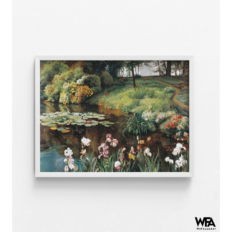 Sentier au bord du lac, reproduction de peinture de paysage, décor de chalet de lac délicat, impression d'idée de cadeau de grand-mère, décoration d'anniversaire de tante maison 3236