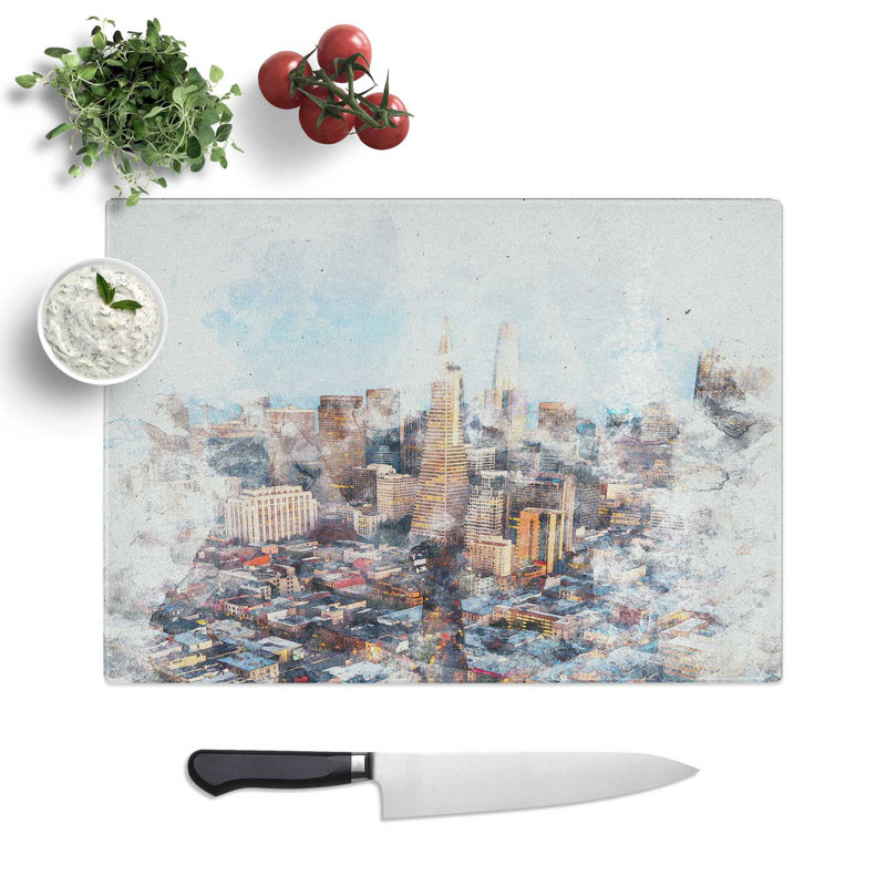 Tempered Glass Downtown San Francisco Chopping Board, 28.5 cm x 39 cm