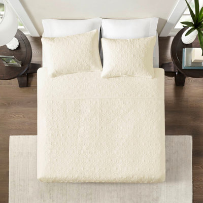 Courtepointe réversible crème pour lit simple / simple TG - rembourrée de coton pour une bonne nuit de sommeil.