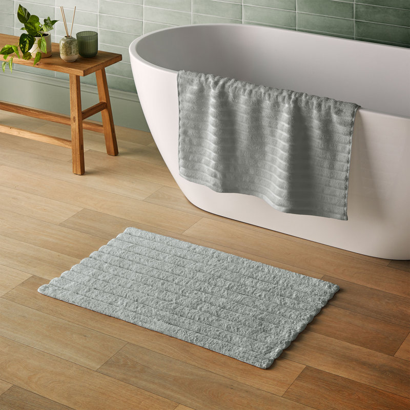 Silentnight Ribbed Cotton Rectangle Bathmat 100% Cotton BCI, Grey