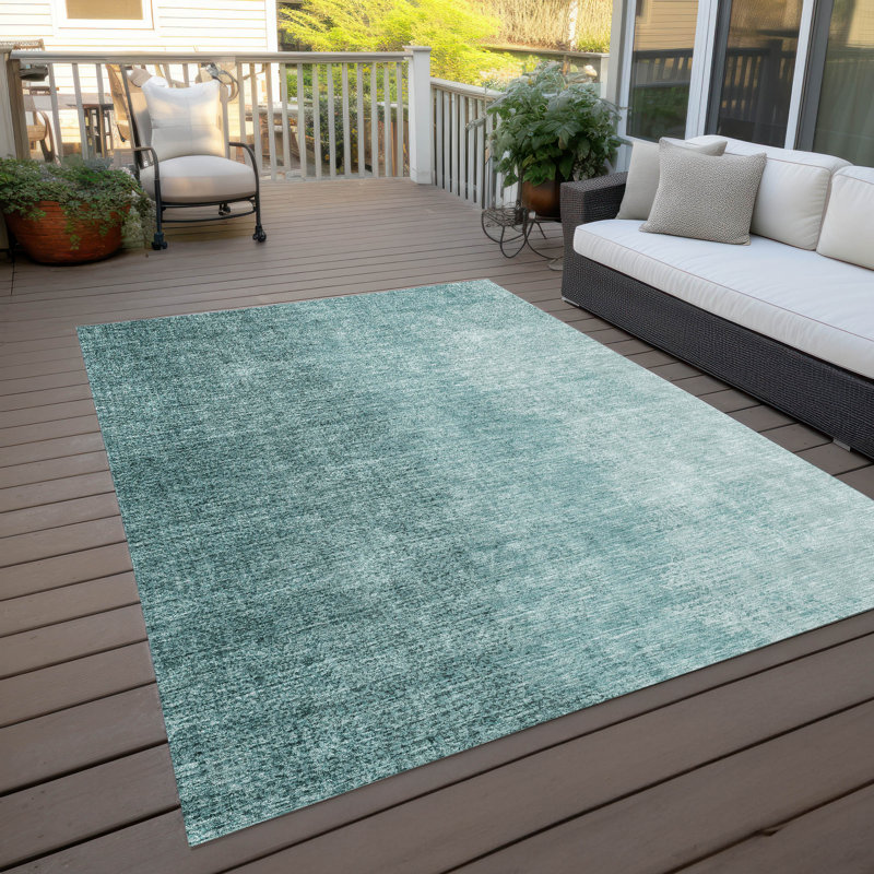 Tapis intérieur / extérieur en polyester tissé à la machine Malchow, Rectangulaire 3 pi x 5 pi