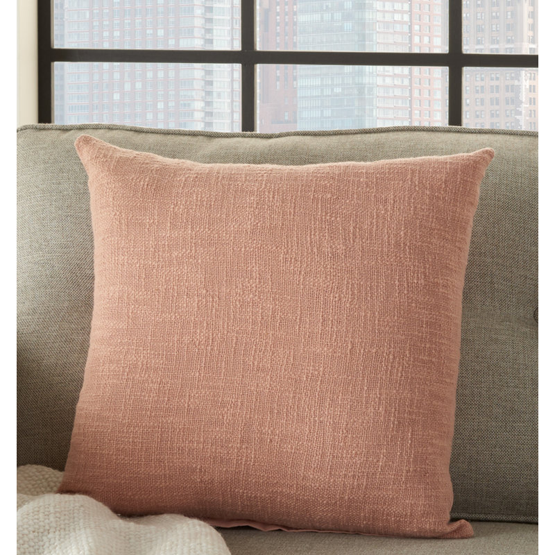 Ruthilde Square Cotton Pillow Cover & Insert, Light Blush