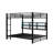 Metal Queen Over Queen Bunk Bed With Storage Cabinets And LED