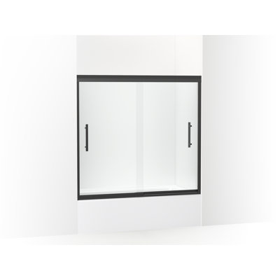 Finesse 55.5 in. H Double Added Frameless Tub Door with Header and Clear Glass