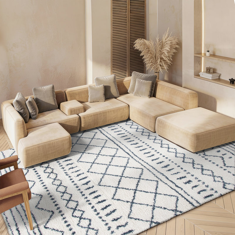 Develin Performance Chevron Rug, Rectangle 8' x 10', Ivory/Slate
