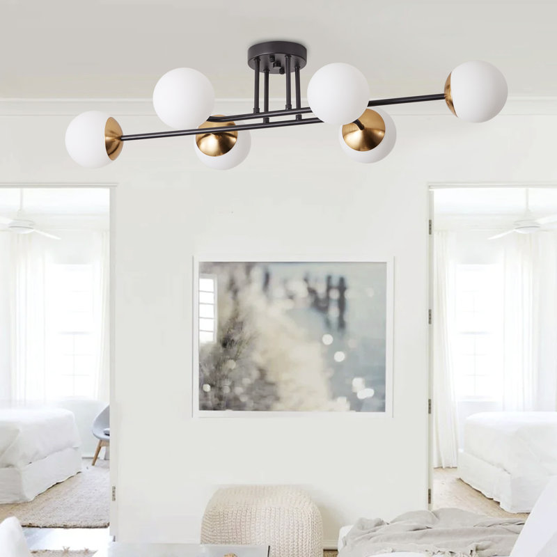 Plafonnier semi-encastré 6 lumières 35,43 po Elyjiah