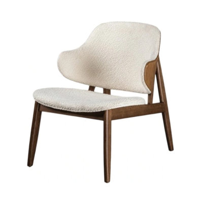 Modern Mid-Century Accent Chair With Wingback Walnut/Beige