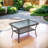Outdoor Patio Brown PE Wicker Coffee Table With Glass Tabletop-232056705-232056704