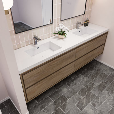 Azden 84" Wall-Mounted Double Bathroom Vanity Set