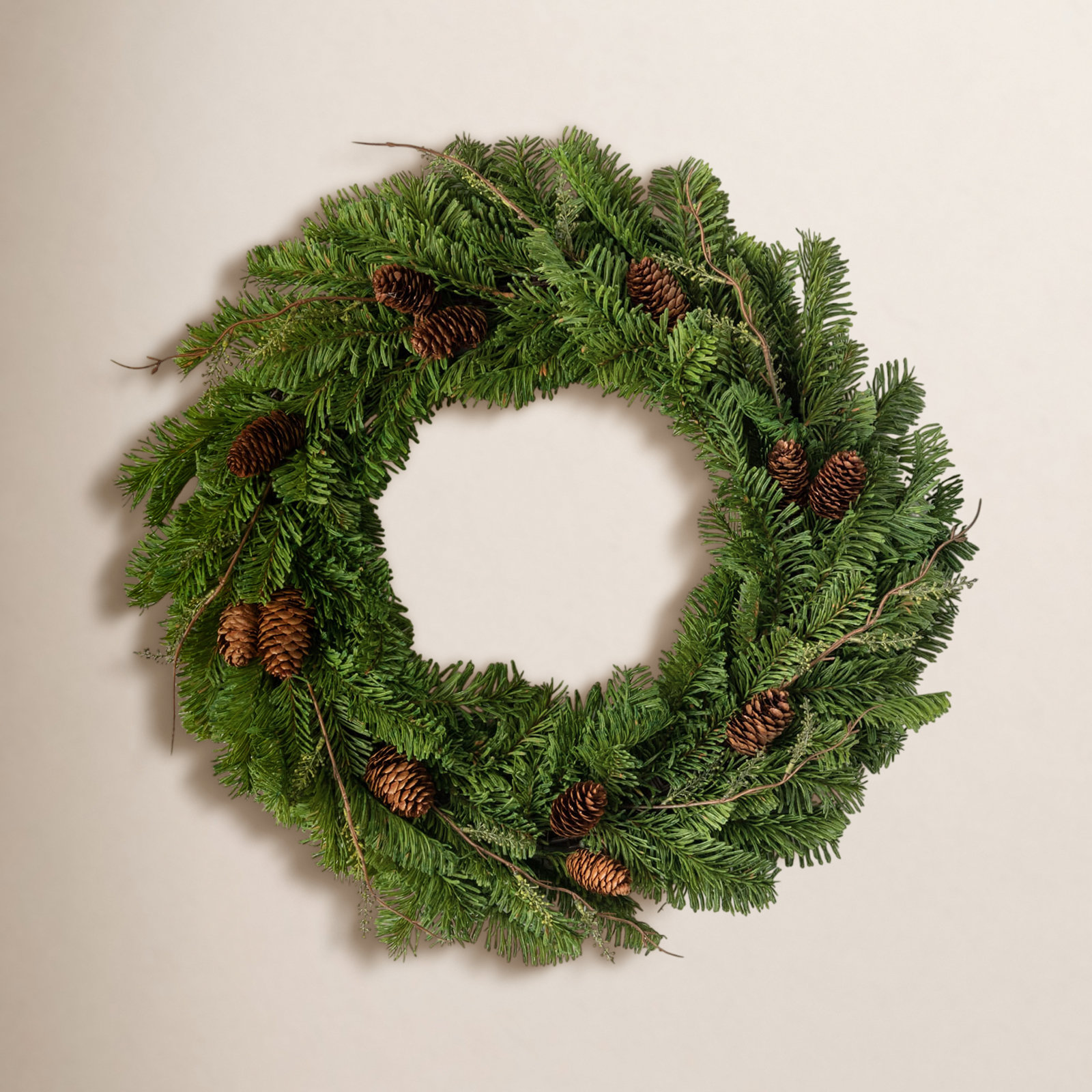 22" Artificial Soft Touch Pine Christmas Wreath, Green