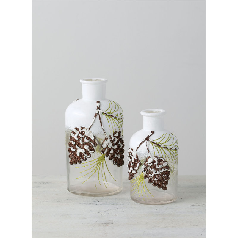 Ensemble de bouteilles décoratives 2 pièces en verre pinecone Trudell