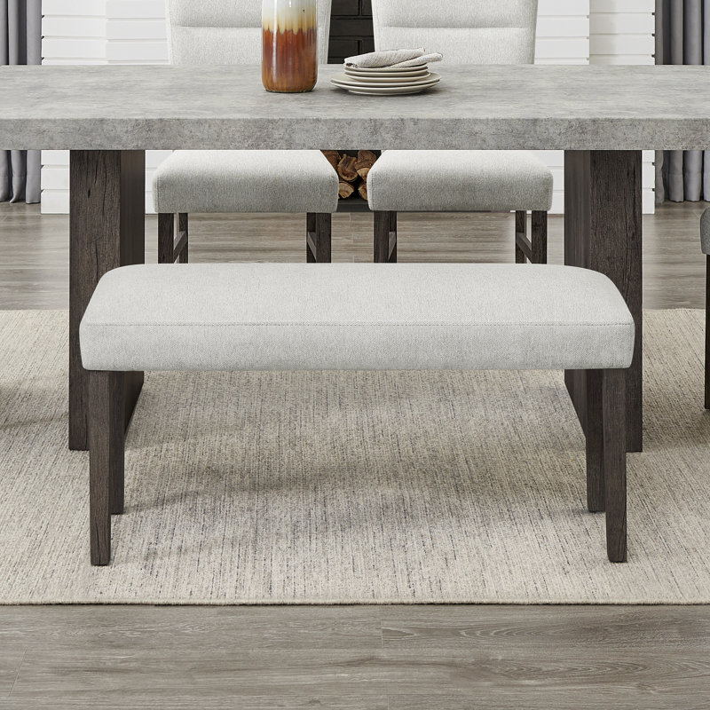 Mitton Contemporary Upholstered Dining Bench, Grey