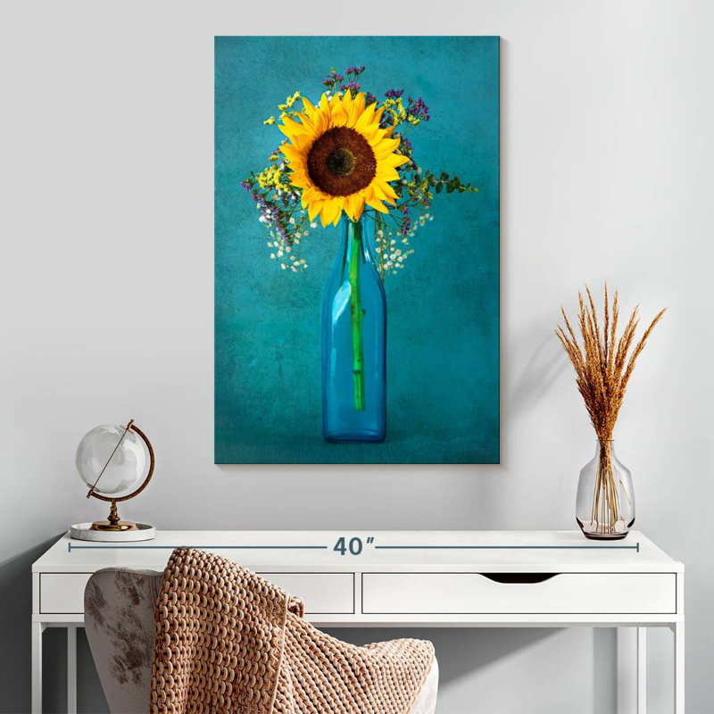 Harnek tournesol dans un vase, H 30 po x l 20 po
