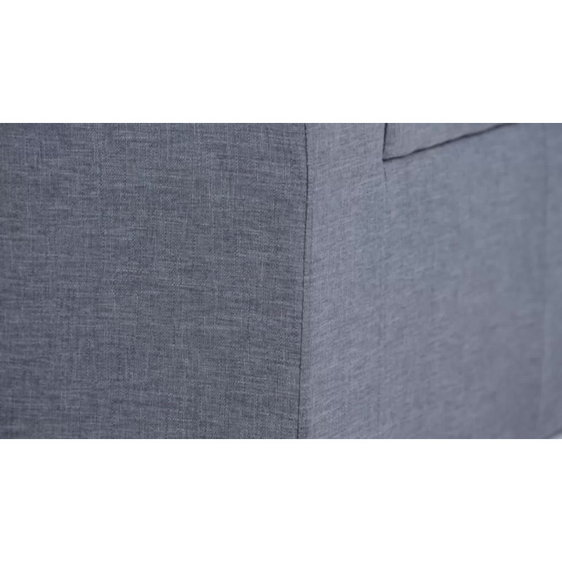 Slate Gray Tufted Polyester Storage Bench Ottoman