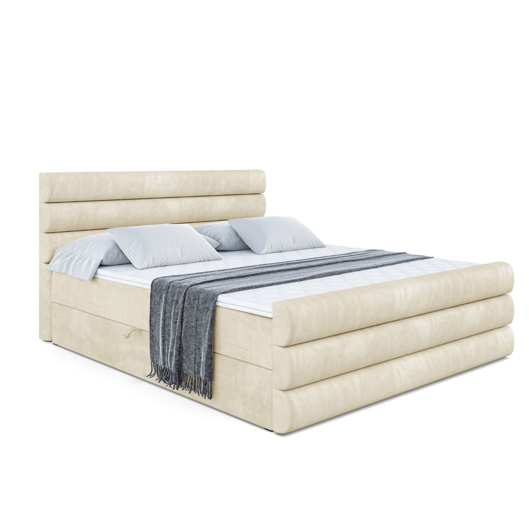 Boxspringbett mit Bettkasten und Topper