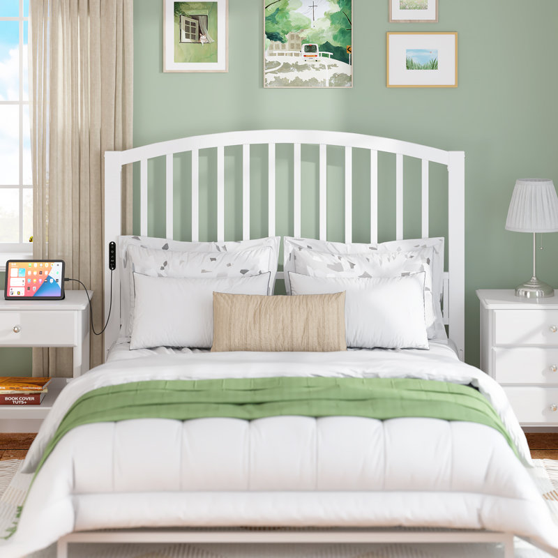 Arch Slats Metal Headboard, Full, White