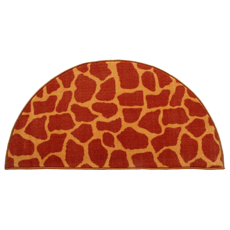 Tapis d'intérieur / extérieur brun à imprimé animal, Demi-cercle 1 pi 6 po x 3 pi 3 po