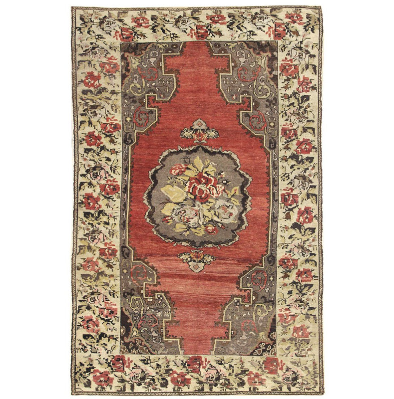 Tapis unique rouge / rouille / beige 4 pi 9 po x 7 pi 3 po Sivas