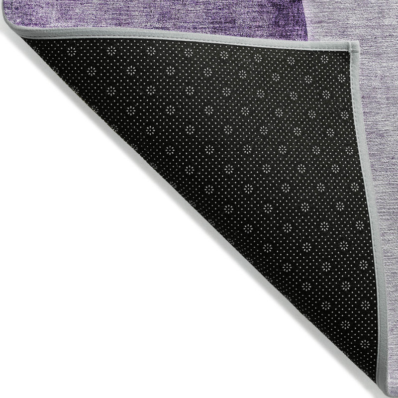 Tapis extérieur lavable abstrait 5 pi x 8 pi mauve et gris