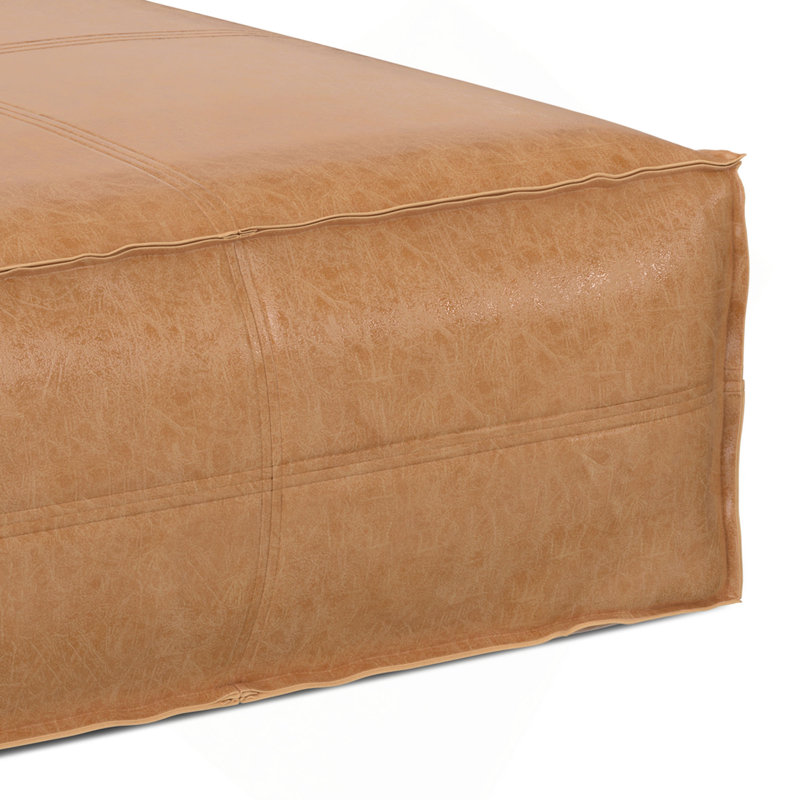 Brody - Extra Large Coffee Table Pouf, Light Brown, 14" H x 36" W x 36" D