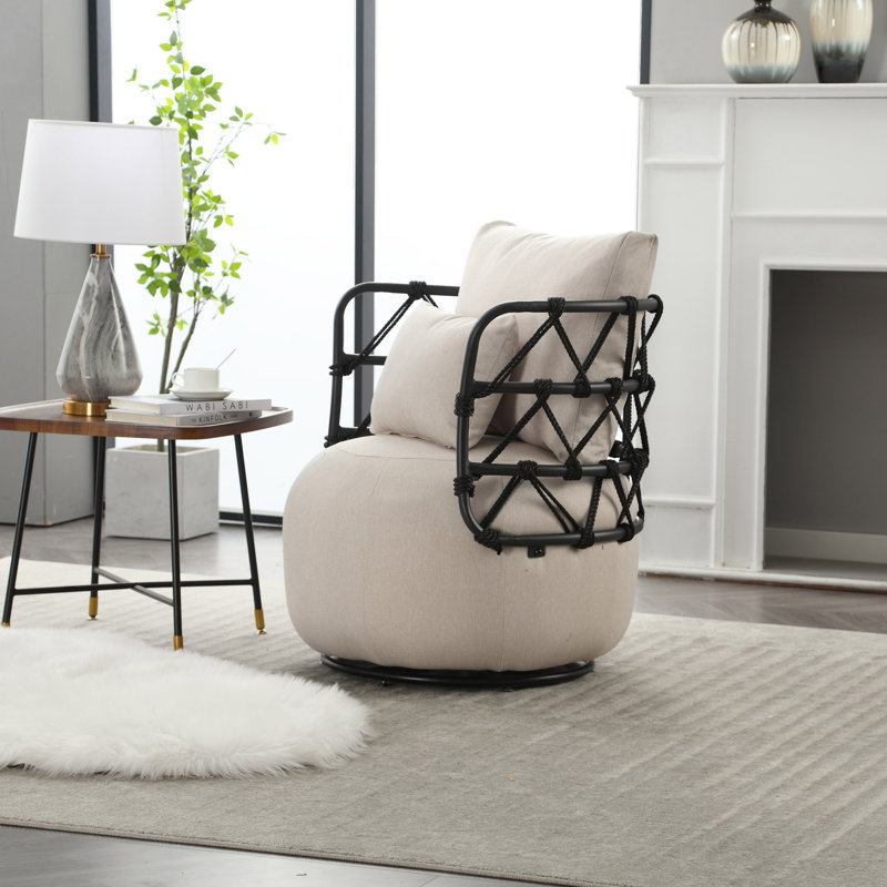 Chaise d'appoint rembourrée et capitonnée, Lin beige