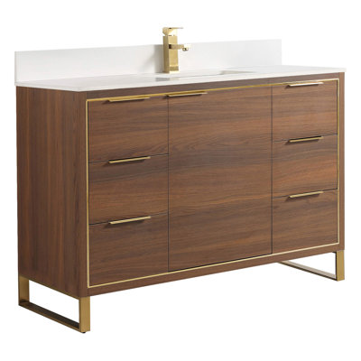 Ensemble de meuble-lavabo simple autoportant 48 po avec plateau en pierre Gery