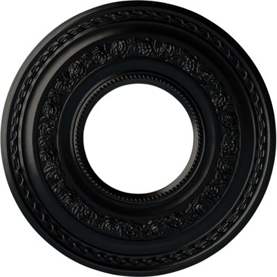 Endurathane Anthony Ceiling Medallion, 29 3/8"OD x 11 5/8"ID x 1 1/8"P (Fits Canopies up to 11 5/8"), Hand-Painted Jet Black Finish