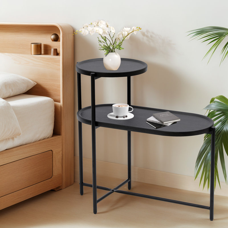 Petite table basse moderne à 2 niveaux, Noir