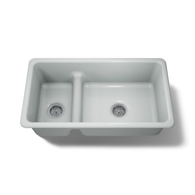 Iron Tones 33" L x 18.75" W Large/Medium Double-Bowl Kitchen Sink