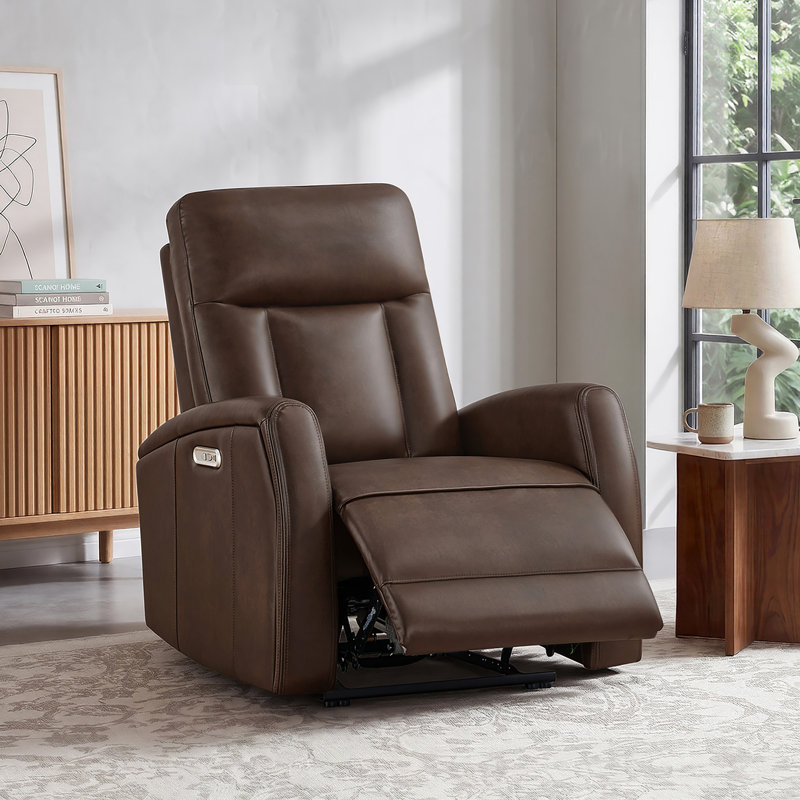 Fauteuil inclinable électrique avec revêtement en similicuir Wall Hugger, Brun