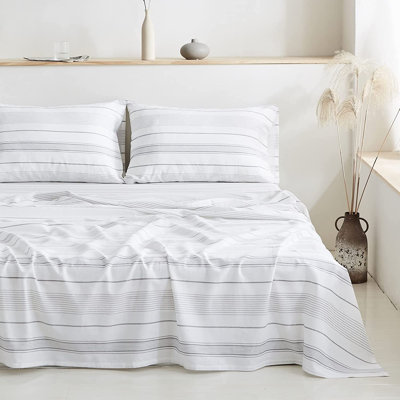  160 Thread Count Linen Cotton Blend Striped Sheet Set