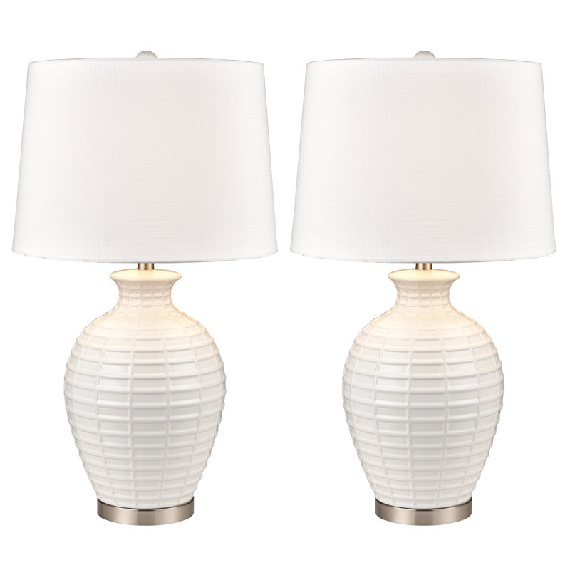Ensemble de 2 lampes de table 1 lumière de haut 28 po Junia - blanc