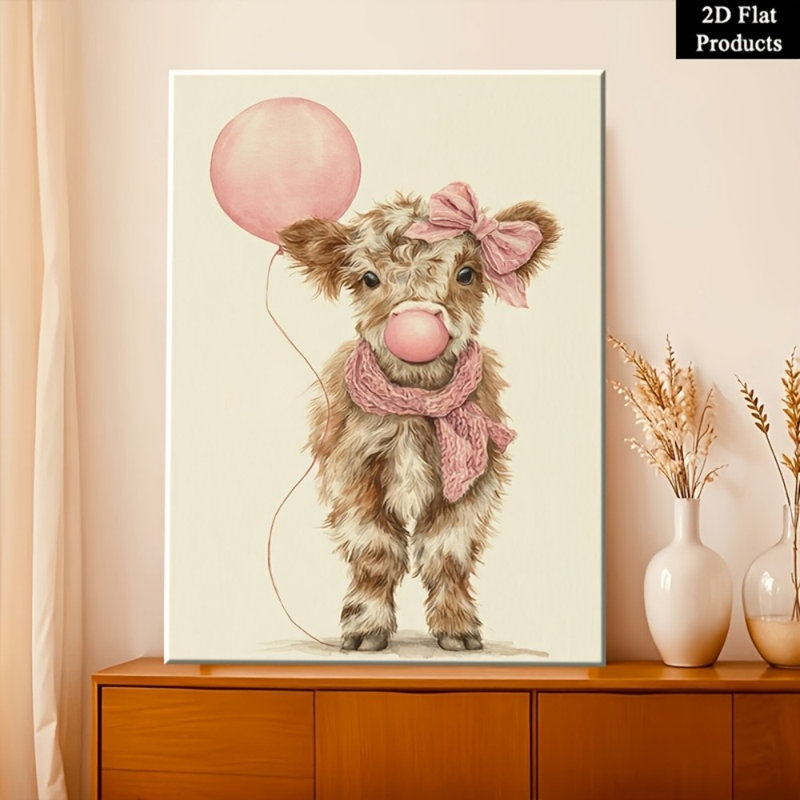 Art mural rose de vache Topbout - Décoration de ferme fantaisiste haut de gamme pour le salon, 36*24 inch (90*60*2cm)