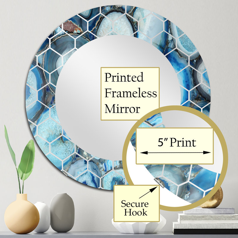 Turquoise Agathe - miroir mural tropical, 24 po x 24 po