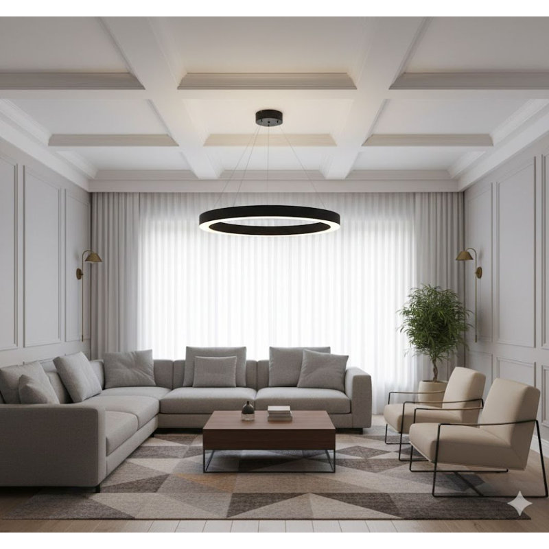 Luminaire suspendu moderne 1 lumière DEL, Noir